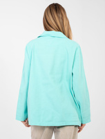 Turkusowa jeansowa marynarka z zapięciem na guzik RUE PARIS