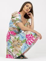 Biała letnia sukienka z printami i krótkim rękawem