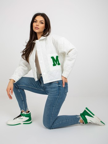 Hurtownia Ecru pikowana kurtka przejściowa z naszywką