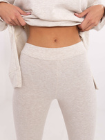 Hurt Jasnobeżowy melanżowy komplet z bluzą z rozcięciami