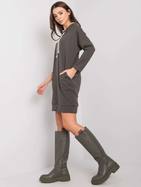 Ciemna khaki sukienka z bawełny Paulie