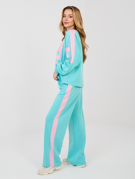 Turkusowy komplet z szerokimi spodniami RUE PARIS