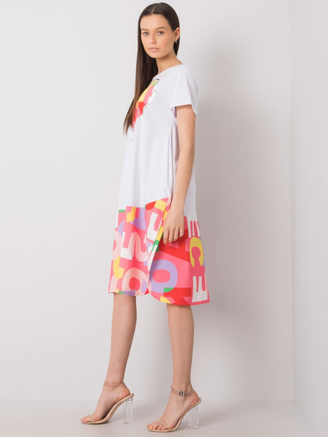 Biało-różowa sukienka z printami Guinevere