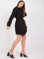 Czarna koszula długa z paskiem Lucina RUE PARIS