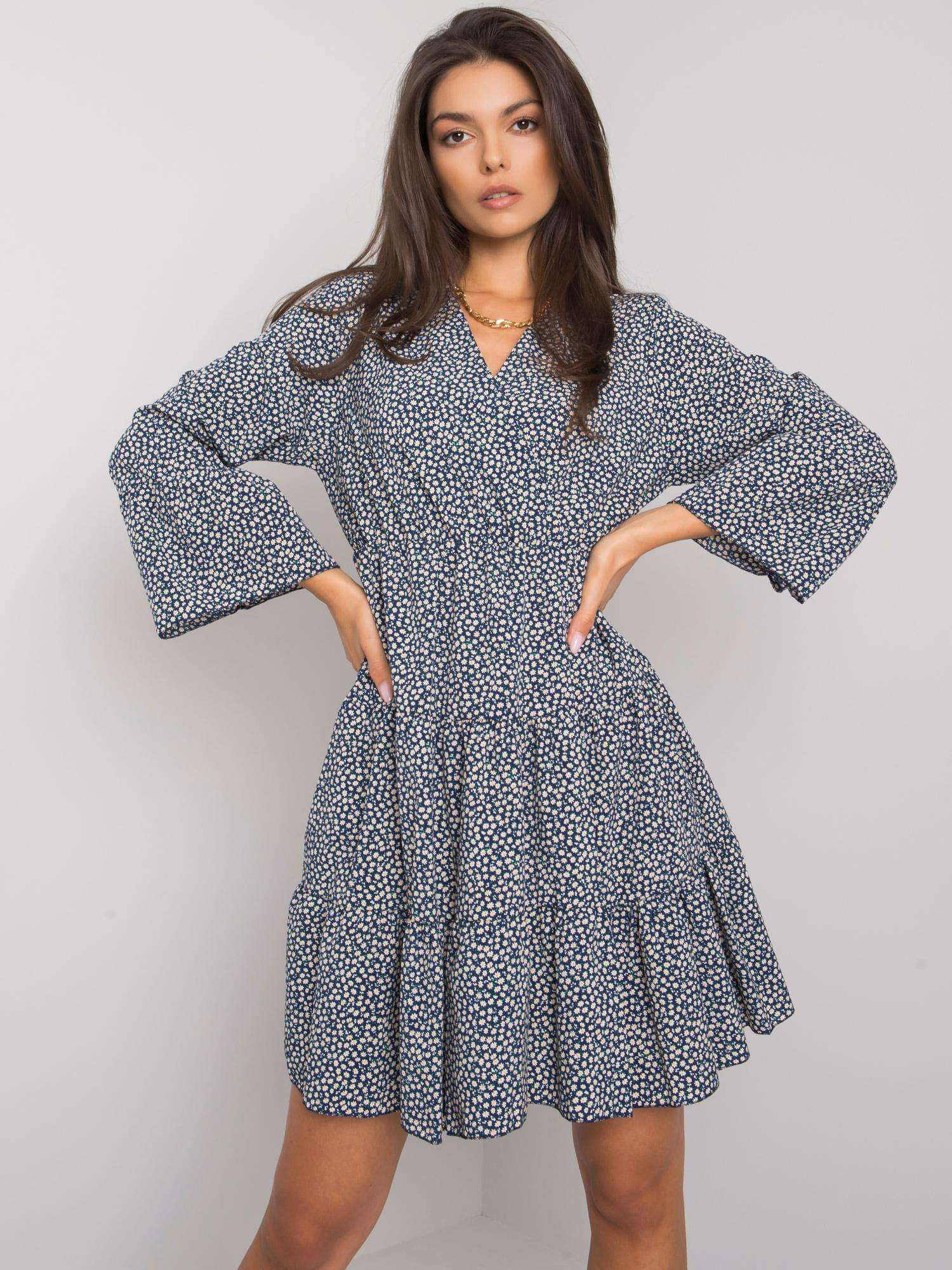 Dunkelblaue Blume Kleid Daleyza.
