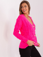 Hurtownia Fluo różowy dzianinowy sweter rozpinany