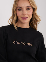 Czarna bluzka z napisem chocolate RUE PARIS 