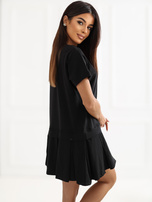 Czarna sukienka oversize z bawełny RUE PARIS 