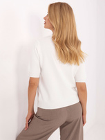 Ecru damski sweter z aplikacją 