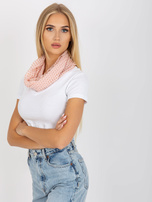 Jasnoróżowa lekka chusta komin w grochy 