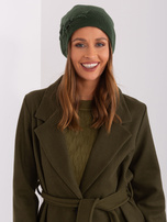 Hurt Ciemnozielona czapka damska dzianinowa