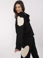 Hurt Czarny damski komplet z naszywkami w serca