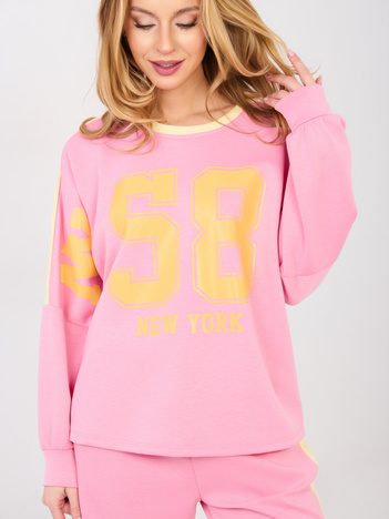 Różowa damska bluza oversize bez kaptura RUE PARIS 