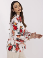 Szaro-czerwona koszula z guzikami w kształcie serca