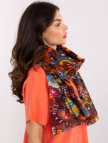 Hurtownia Ciemnobrązowa chusta w roślinne wzory