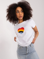 Hurt Biały damski t-shirt z haftem BASIC FEEL GOOD