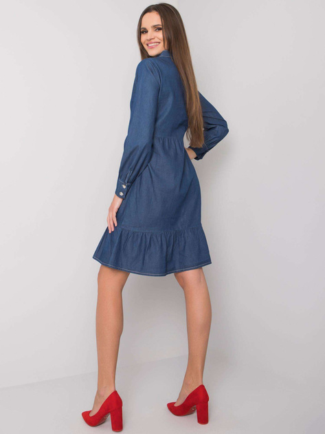 Ciemnoniebieska sukienka z falbaną Sophia RUE PARIS