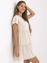 Jasnobeżowa rozkloszowana sukienka RUE PARIS