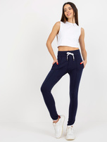 Hurt Granatowe dresowe spodnie basic z lampasami RUE PARIS