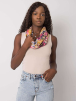 Beżowo-granatowa wzorzysta chusta z wiskozy