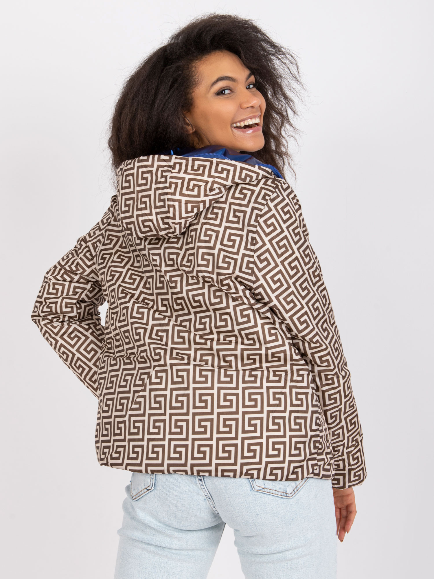Blue reversible jacket with hood Arta