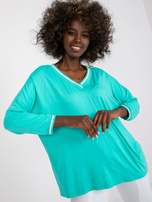 Turkusowa casualowa bluzka basic z wiskozy