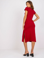 Bordowa sukienka midi na co dzień Liliane