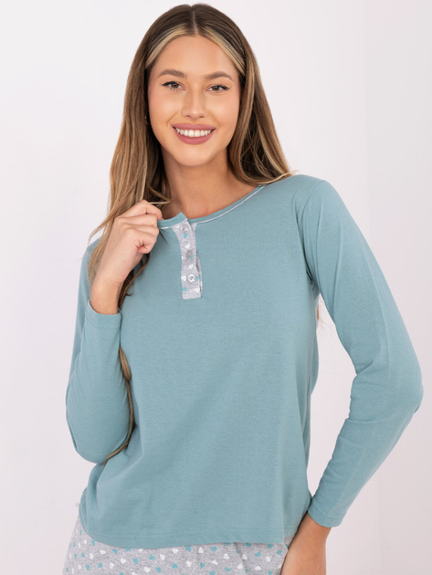 Ciemnomiętowa dwuczęściowa piżama z bawełny