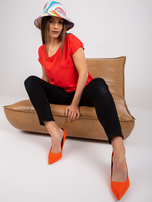 Czerwona bluzka na co dzień z okrągłym dekoltem SUBLEVEL