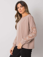 Dark beige blouse with lace Shantelle RUE PARIS