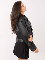 Czarny płaszcz z paskami na rękawach RUE PARIS