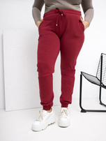 Bordové teplákové kalhoty plus size s kapsami.