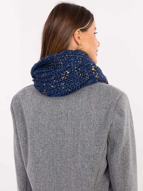 Ciemnoniebieski komin ze złotym nadrukiem