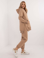 Hurt Ciemnobeżowy damski komplet basic z ocieplaniem