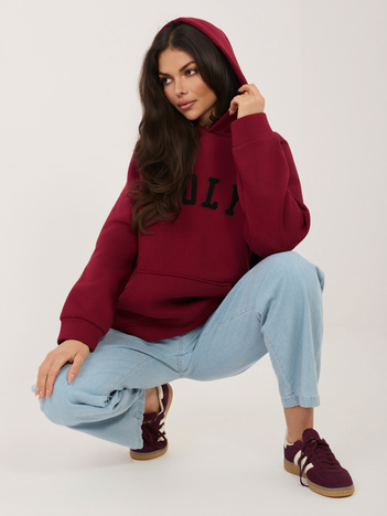 Bordowa damska bluza oversize z kapturem RUE PARIS 