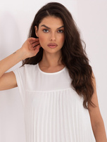 Ecru koktajlowa sukienka z plisowaniem RUE PARIS