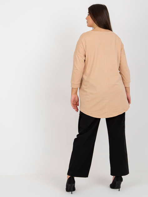 Hurt Beżowa damska bluzka bawełniana plus size