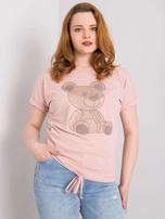 Brudnoróżowa bluzka plus size z dżetami Luce