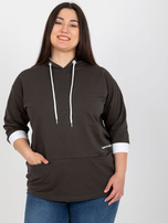 Hurt Khaki Baumwollpullover Plus Size mit 3/4-Ärmeln.
