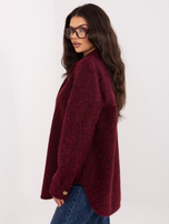 Burgundowa koszulowa kurtka z zapięciem na guziki RUE PARIS 