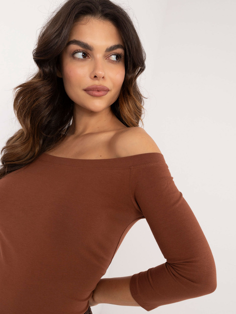 Hurt Brązowa dopasowana bluzka hiszpanka Blink BASIC FEEL GOOD