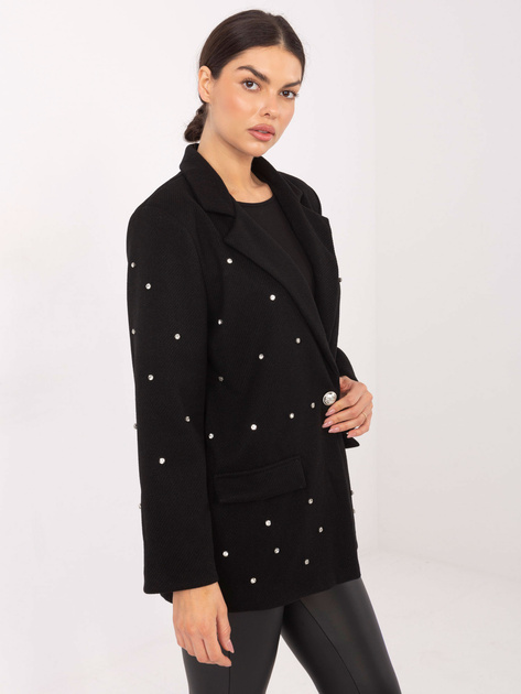 Czarna elegancka marynarka z aplikacjami