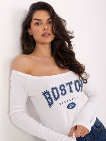 Ecru krótka bluzka z odkrytymi ramionami  