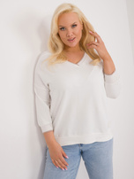 Hurt Ecru bawełniana bluzka plus size z dekoltem V