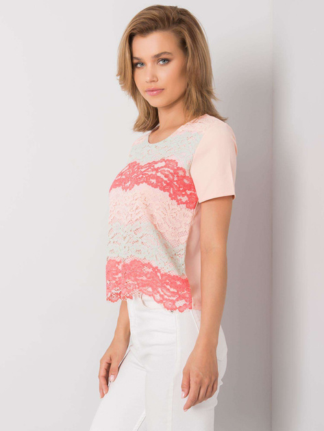 Brzoskwiniowo-koralowa bluzka z koronką Zahra