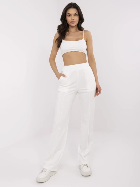 Ecru dresowe spodnie basic z bawełny