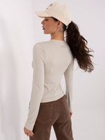 Jasnobeżowa gładka bluzka loongsleeve SUBLEVEL