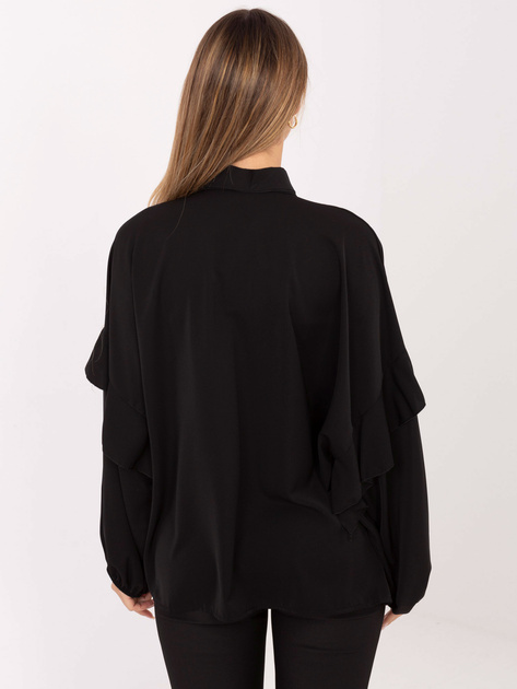 Czarna rozpinana koszula z bufiastym rękawem