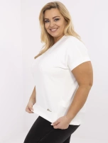 Ecru damska bluzka plus size z krótkim rękawem