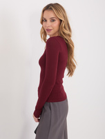 Bordowa bluzka basic z okrągłym dekoltem